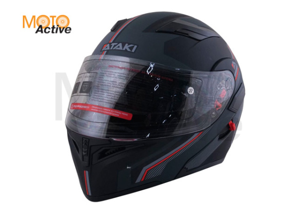 Шлем (модуляр) Ataki JK902 Shape, черный/серый глянцевый